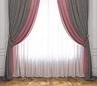 Комплект комбинированных штор с подхватами ЛАТУР Розовый/Серый 480×270 (Ш×В)