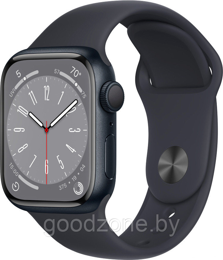 Умные часы Apple Watch Series 8 41 мм (алюминиевый корпус, полуночный/полуночный, спортивный силиконовый - фото 1 - id-p206838371