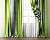 Комплект комбинированных штор с подхватами КИРСТЕН Зеленый/Серый 340×250 (Ш×В)