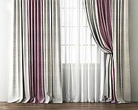Комплект комбинированных штор с подхватами КИРСТЕН Кремовый/Розовый 340×270 (Ш×В)