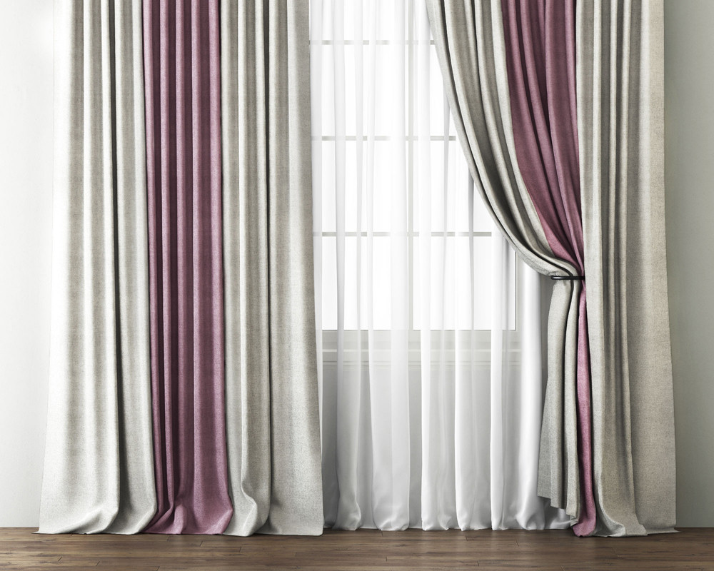Комплект комбинированных штор с подхватами КИРСТЕН Кремовый/Розовый 340×270 (Ш×В) - фото 1 - id-p206847032