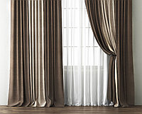 Комплект комбинированных штор с подхватами КИРСТЕН Шоколадный/Бежево-коричневый 480×270 (Ш×В)
