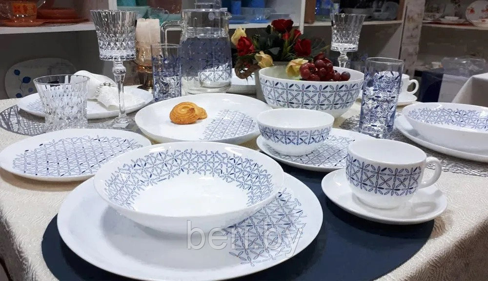 Q7909 Столовый сервиз Luminarc Diwali CARINOSA BLUE, 46 предметов, 6 персон, набор тарелок - фото 2 - id-p206877508