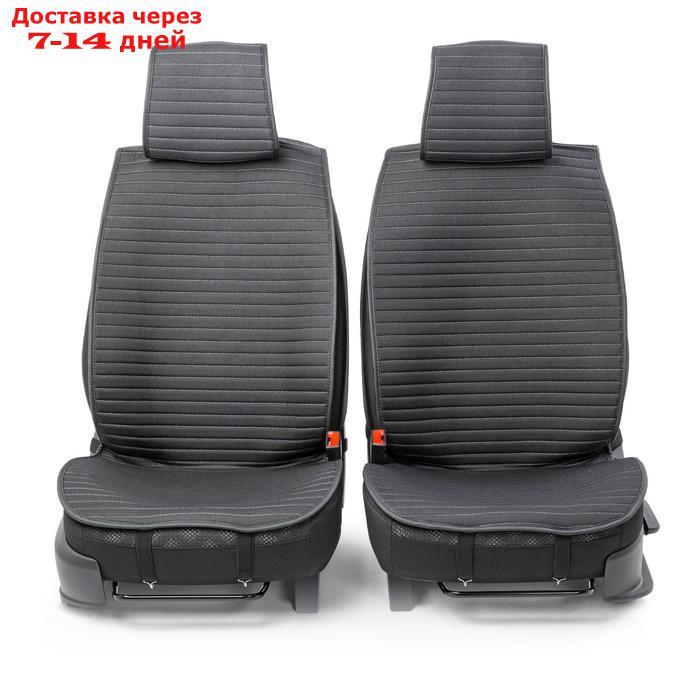Накидки на передние сиденья Car Performance, 2 шт, алькантара, черный-серый - фото 2 - id-p206794387