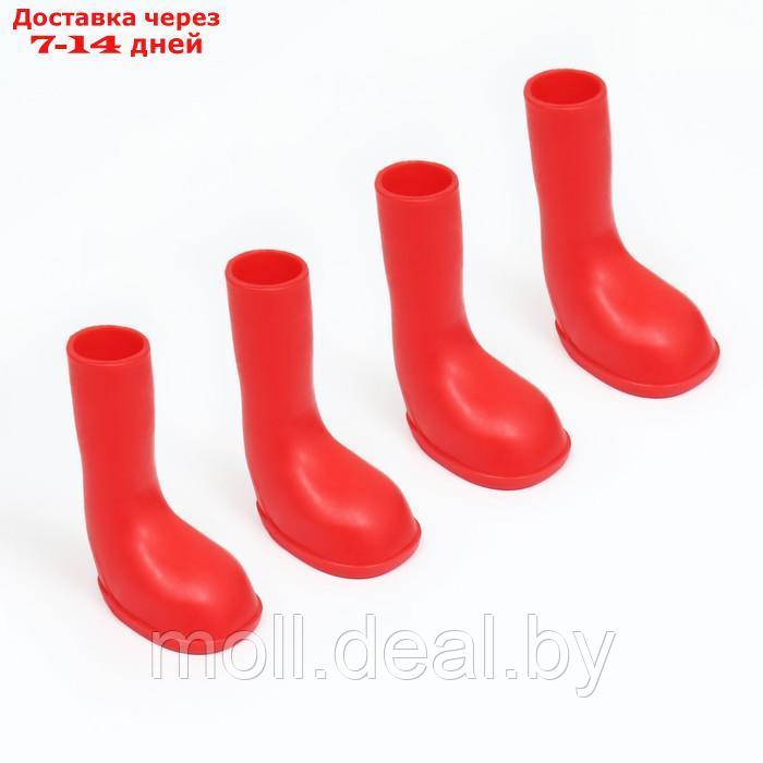 Сапоги резиновые для собак, высокие, размер S (4, 5 х 2, 9 х 6, 5 см), красные