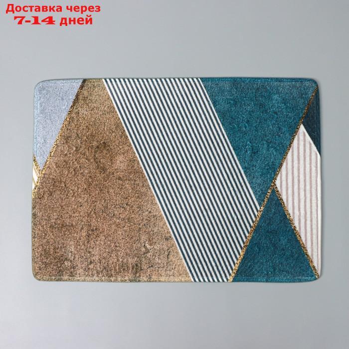 Коврик Доляна "Мелаж", 40×60 см, цвет сине-бежевый - фото 3 - id-p206806245