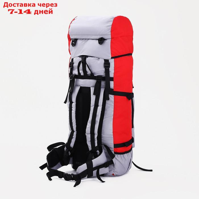 Рюкзак туристический, 90 л, отдел на шнурке, наружный карман, 2 боковые сетки, цвет серый/красный - фото 3 - id-p206798700