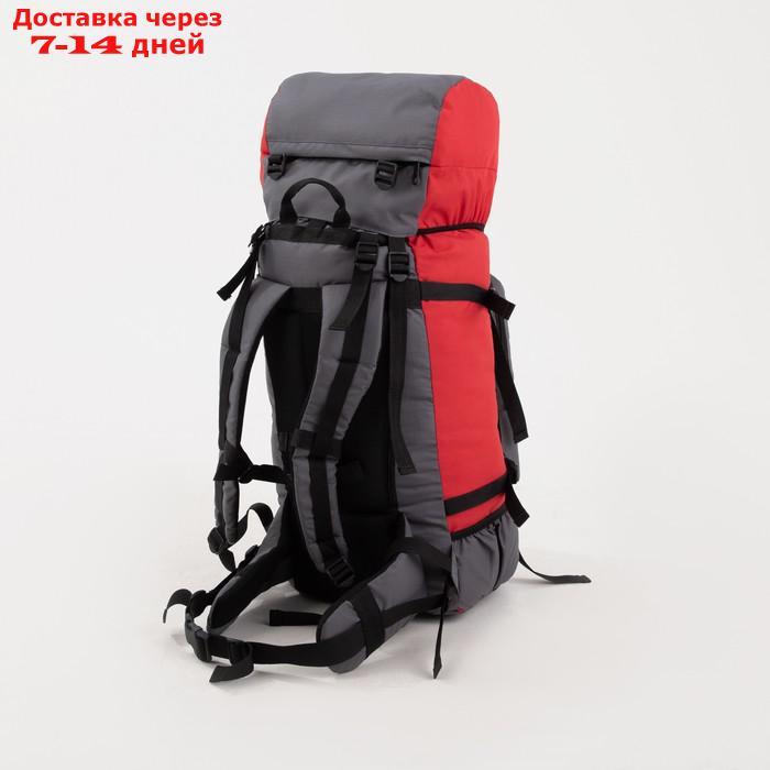 Рюкзак туристический, 60 л, отдел на шнурке, наружный карман, 2 боковые сетки, цвет серый/красный - фото 2 - id-p206798705