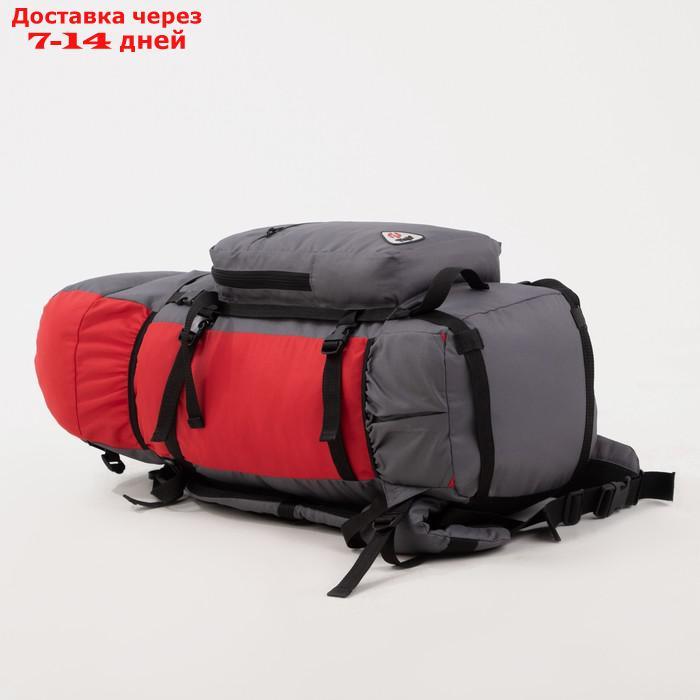 Рюкзак туристический, 60 л, отдел на шнурке, наружный карман, 2 боковые сетки, цвет серый/красный - фото 4 - id-p206798705