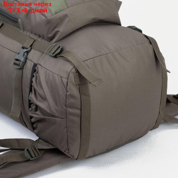 Рюкзак туристический, 70 л, отдел на шнурке, наружный карман, 2 боковые сетки, цвет оливковый - фото 3 - id-p206798734