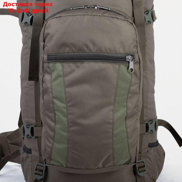 Рюкзак туристический, 70 л, отдел на шнурке, наружный карман, 2 боковые сетки, цвет оливковый - фото 4 - id-p206798734