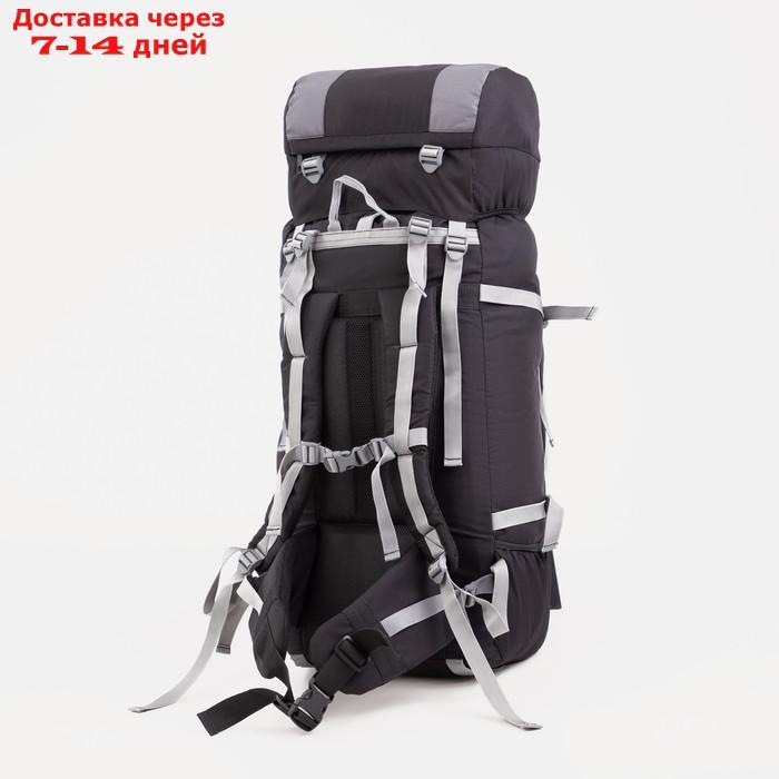 Рюкзак туристический, 100 л, отдел на шнурке, наружный карман, 2 боковые сетки, цвет чёрный/серый - фото 2 - id-p206798766