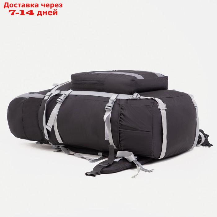 Рюкзак туристический, 100 л, отдел на шнурке, наружный карман, 2 боковые сетки, цвет чёрный/серый - фото 3 - id-p206798766