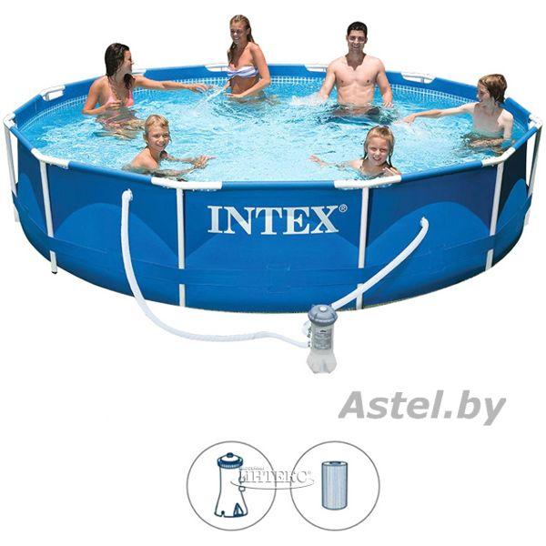 Круглый каркасный бассейн с фильтр-насосом Intex 28212 Metal Frame 366x76 - фото 2 - id-p192255865