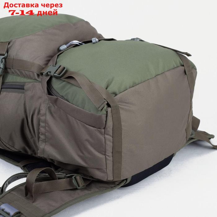Рюкзак туристический, 80 л, отдел на стяжке, 2 наружных кармана, 2 боковых кармана, цвет оливковый - фото 3 - id-p206799924