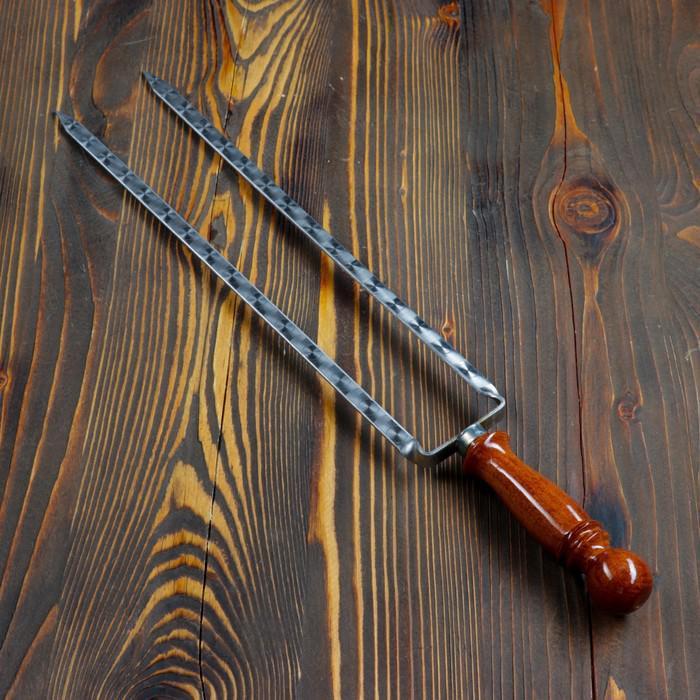 Двойной вилка-шампур с деревянной ручкой, 40 см - фото 1 - id-p206808209