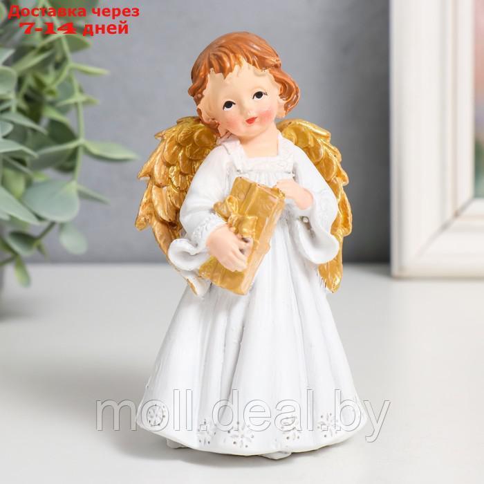 Сувенир полистоун "Праздничный ангел в белом платье" золотые крылья МИКС 7,5х6х12 см - фото 3 - id-p206811119