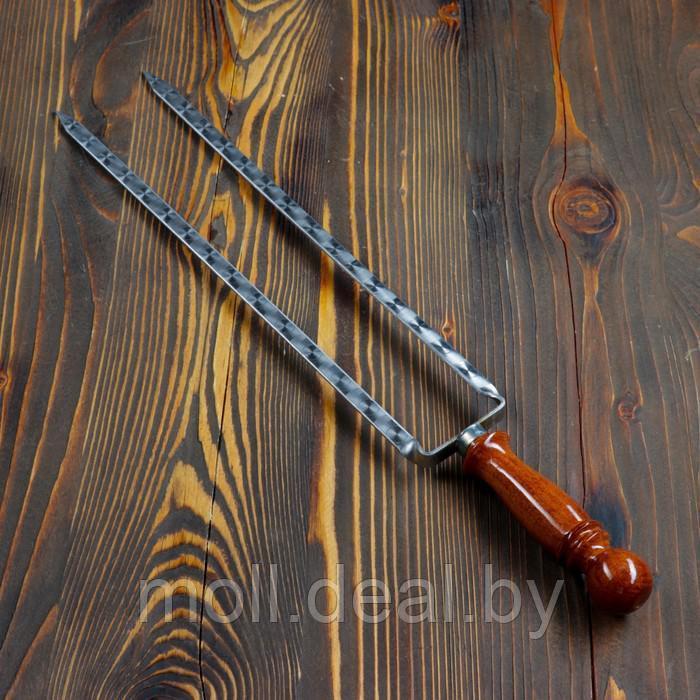 Двойной вилка-шампур с деревянной ручкой, 40 см - фото 1 - id-p206811200