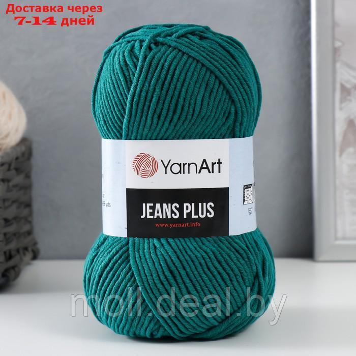 Пряжа "Jeans plus" 55% хлопок, 45% акрил 160м/100гр (63 т. изумруд) - фото 1 - id-p206808188