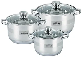Набор кастрюль Bohmann BH - 06-375 (5.1л/6.6л/7.7л)