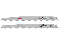 Пилка сабельная по дереву S 1531 L (2 шт.) BOSCH (пропил прямой, грубый, быстрый рез)