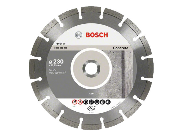 Алмазный круг 230х22,23 мм по бетону сегмент. Standard for Concrete BOSCH ( сухая резка) - фото 1 - id-p206883782