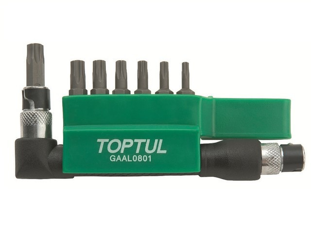 Набор бит "TORX" 1/4" Т10-Т40 30мм 8шт TOPTUL - фото 1 - id-p206884022