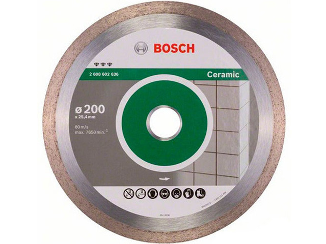 Алмазный круг 200х25.4 мм по керамике сплошн. BEST FOR CERAMIC BOSCH ( сухая/мокрая резка) - фото 1 - id-p206885944