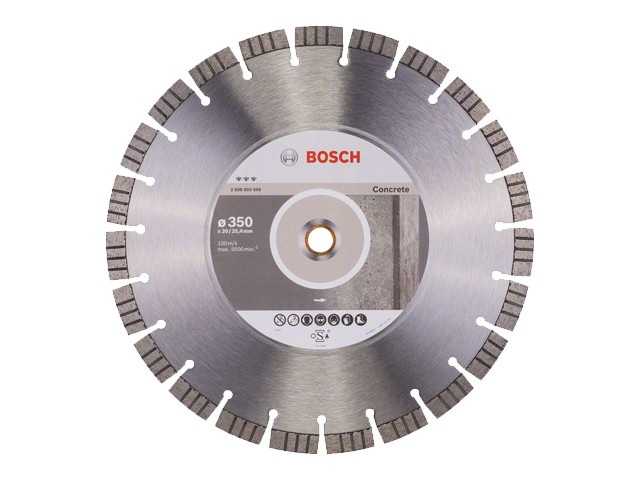 Алмазный круг 350х20/25.4 мм по бетону сегмент. Turbo BEST FOR CONCRETE BOSCH ( сухая/мокрая резка) - фото 1 - id-p206885956