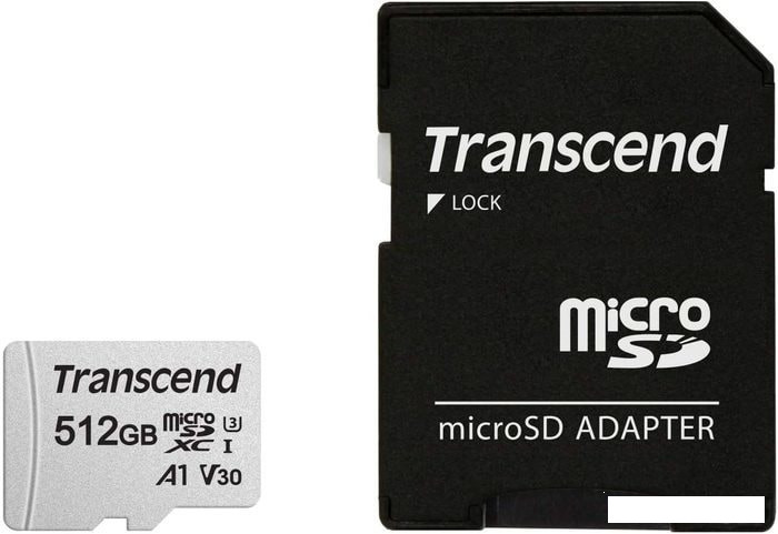 Карта памяти Transcend microSDXC 300S 512GB (с адаптером) - фото 1 - id-p206883364