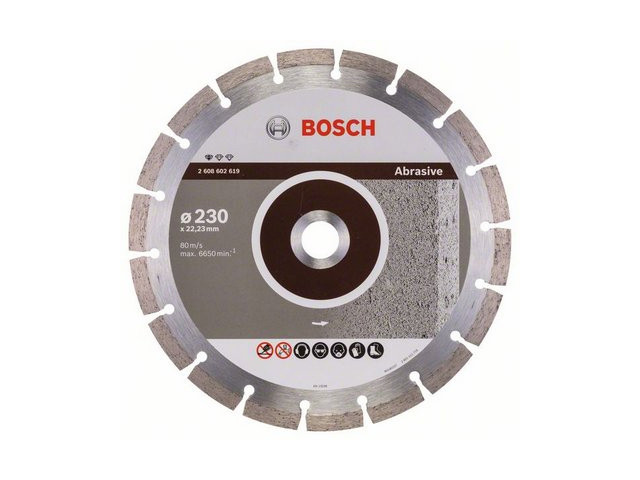 Алмазный круг 230х22,23 мм по абразив. матер. сегмент. Standard for Abrasive BOSCH ( сухая резка) - фото 1 - id-p206885963