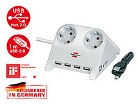 Удлинитель настол. 1.8м (2 роз., 4 USB порта, 3.3кВт, с/з, ПВС) Brennenstuhl бел. Desktop-Power-Plus (белый,