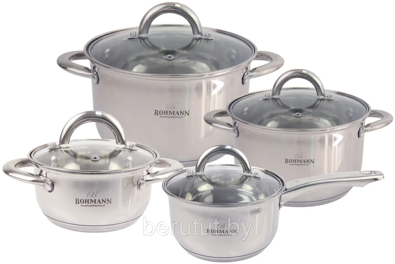Набор кастрюль Bohmann BH-0812S (1.1л/2.6л/3.6л/ковш-1.9л)