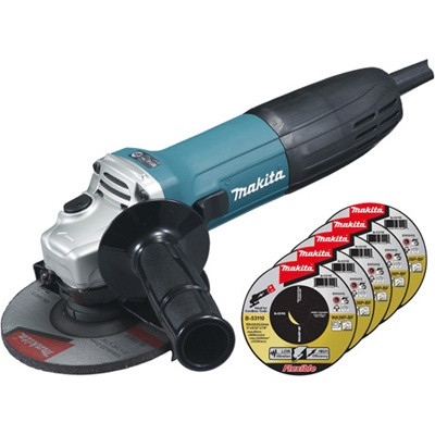 Одноручная углошлифмашина MAKITA GA 5030 X3 в кор. + 5 отрезных кругов (720 Вт, диск 125х22 мм, без регул.