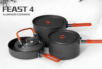 Набор портативной посуды Fire-Maple FEAST 4 BLACK из алюминия на 4-5 персон BLACK, FEAST 4 BLACK