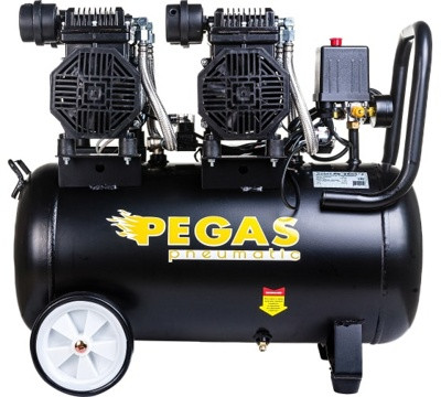 Бесшумный безмасляный компрессор Pegas pneumatic PG-2800*2 проф серия 2.8кВт, 365 л/мин,50л 6621 - фото 1 - id-p206902539