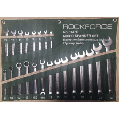 Rock FORCE RF-5147R Набор ключей комбинированных универсальный 22пр;.комбинированные 16пр( 6-24мм)разрезные - фото 1 - id-p206913448
