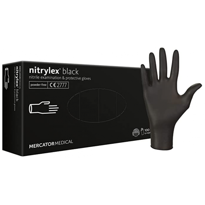 Перчатки Nitrylex Black нитриловые M Черные 50пар/100шт