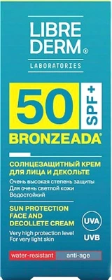 Крем солнцезащитный Librederm Bronzeada для лица и зоны декольте SPF50 - фото 2 - id-p206927896