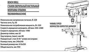 Станок сверлильный настольный ROCKFORCE RF-DP30016VL, фото 2