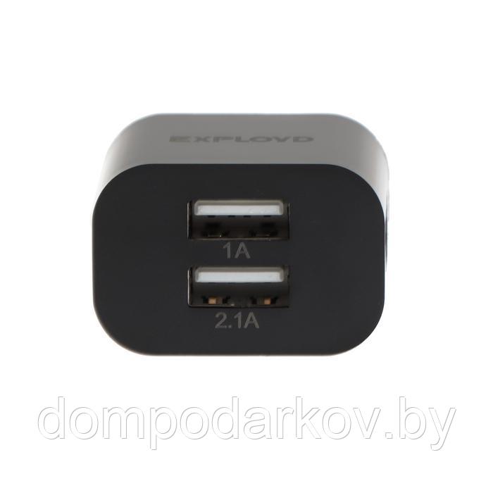 Сетевое зарядное устройство Exployd EX-Z-594, 2 USB, 3.1 А, кабель Type-C, черное - фото 4 - id-p206980498