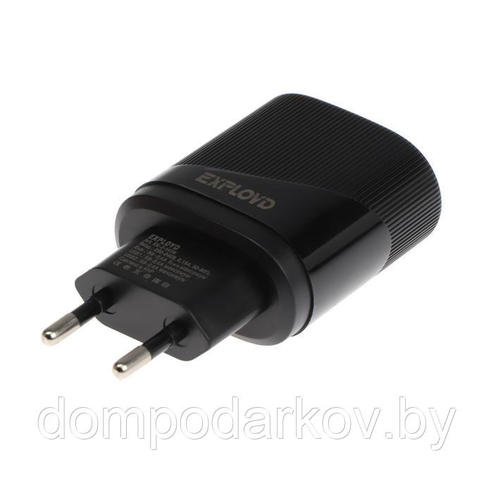 Сетевое зарядное устройство Exployd EX-Z-1436, 2 USB, 2.4 А, кабель microUSB, черное - фото 2 - id-p206980607