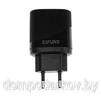 Сетевое зарядное устройство Exployd EX-Z-1436, 2 USB, 2.4 А, кабель microUSB, черное, фото 3