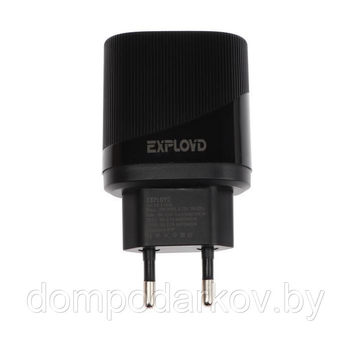 Сетевое зарядное устройство Exployd EX-Z-1436, 2 USB, 2.4 А, кабель microUSB, черное - фото 3 - id-p206980607