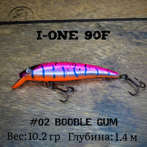 Воблер SHINDIN I-One 90F (10,2g/1,4m) Цвет #02 Booble Gum - фото 1 - id-p206980500