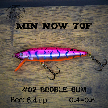 Воблер SHINDIN Min Now 70F (6,4g/0,4-0,6m) Цвет #02 Booble Gum