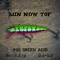 Воблер SHINDIN Min Now 70F (6,4g/0,4-0,6m) Цвет #05 Green Acid