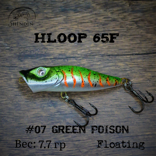 Воблер SHINDIN Hloop 45F (3,6g/плавающий) Цвет #07 Green Poison - фото 1 - id-p206980541