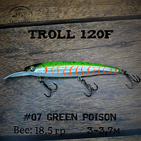 Воблер SHINDIN Troll 120F (18g/2-3,5m) Цвет #07 Green Poison