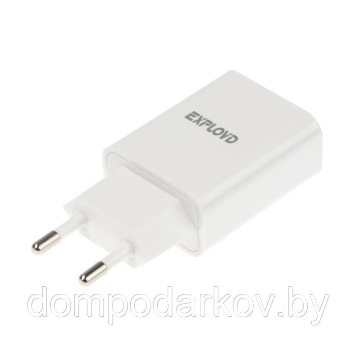 Сетевое зарядное устройство Exployd EX-Z-1425, 2 USB, 2.4 А, кабель Type-C, 1 м, белое - фото 2 - id-p206980615